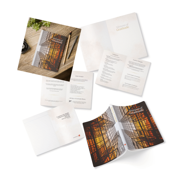 Gratitude Jotter – Softcover Journal with Golden City Scape Reflections - Image 2
