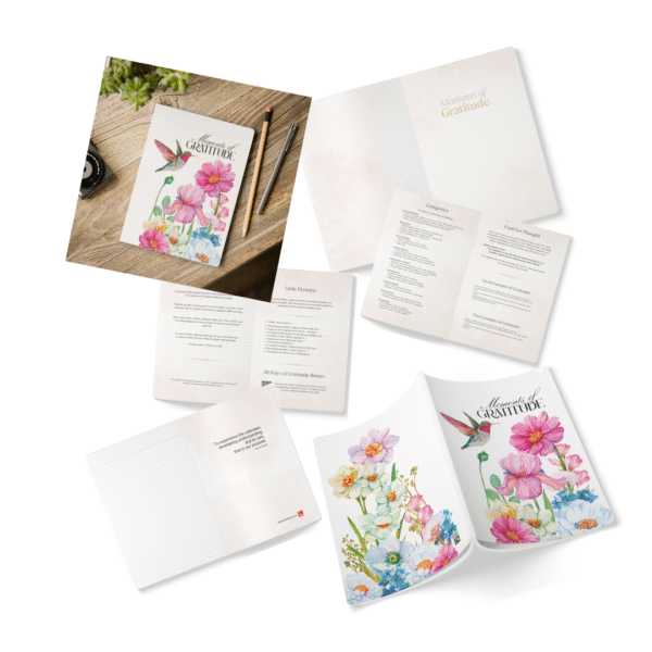 Gratitude Jotter – Softcover Journal with Floral Humming Bird Art - Image 2
