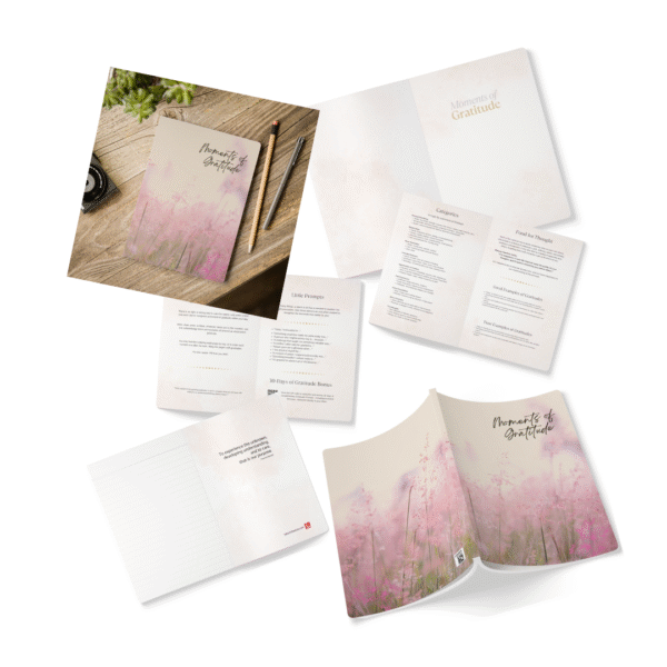 Gratitude Jotter – Softcover Journal with Hazy Pink Grasses Art - Image 2