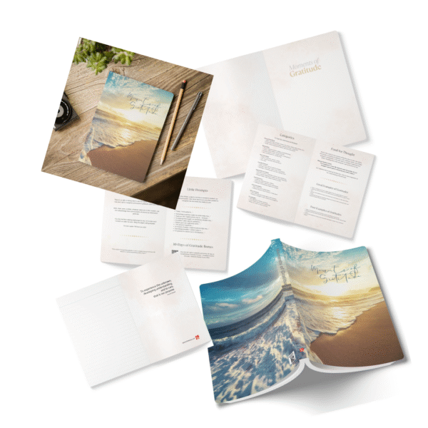 Gratitude Jotter – Softcover Journal with Sunset on Golden Beach Reflections - Image 13